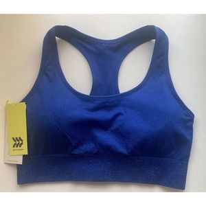 All In Motion Medium Support Seamless Blue Shine Racerback Bra Size XXL Sparkle